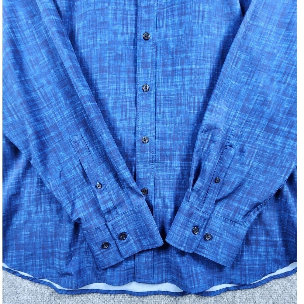 CON.STRUCT Slim Fit Blue Crosshatch 4-Way Stretch Button Down Shirt Mens XXL - Picture 5 of 10